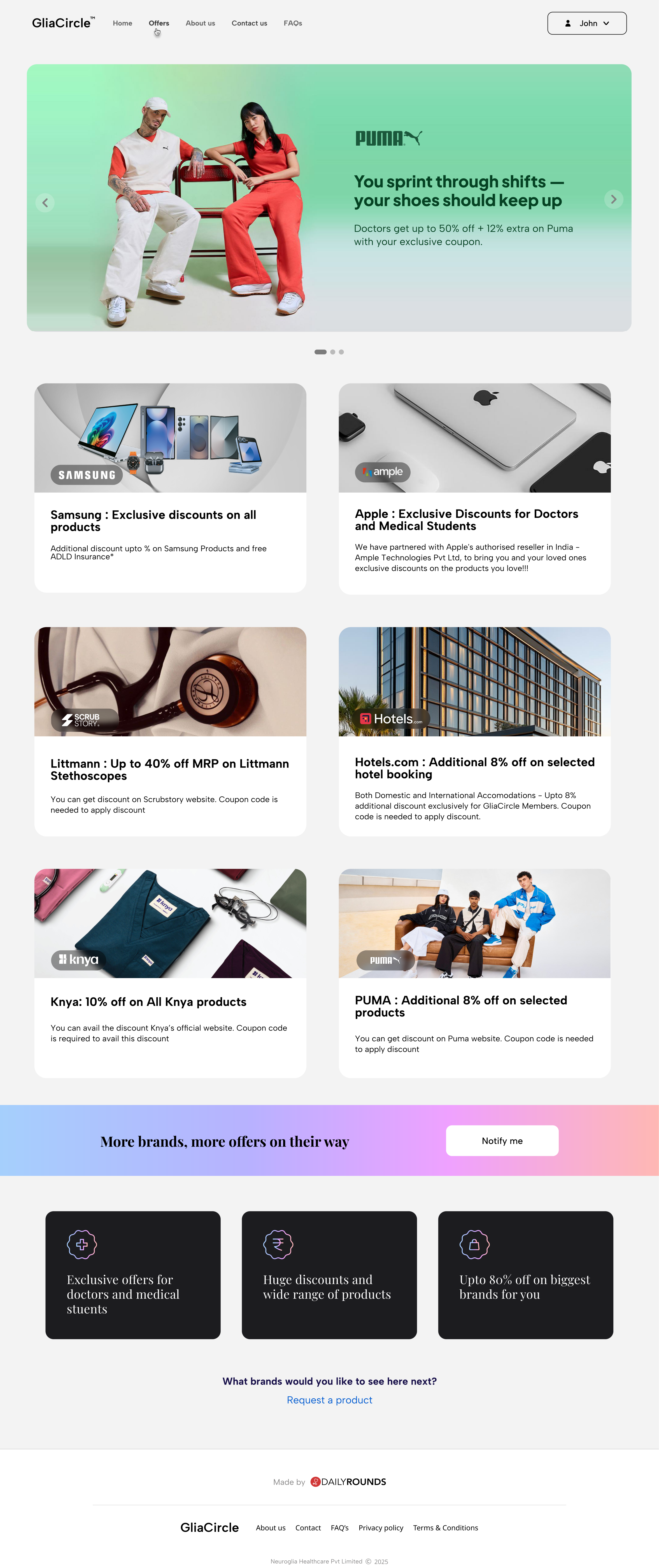 GliaCircle Post-Login Dashboard